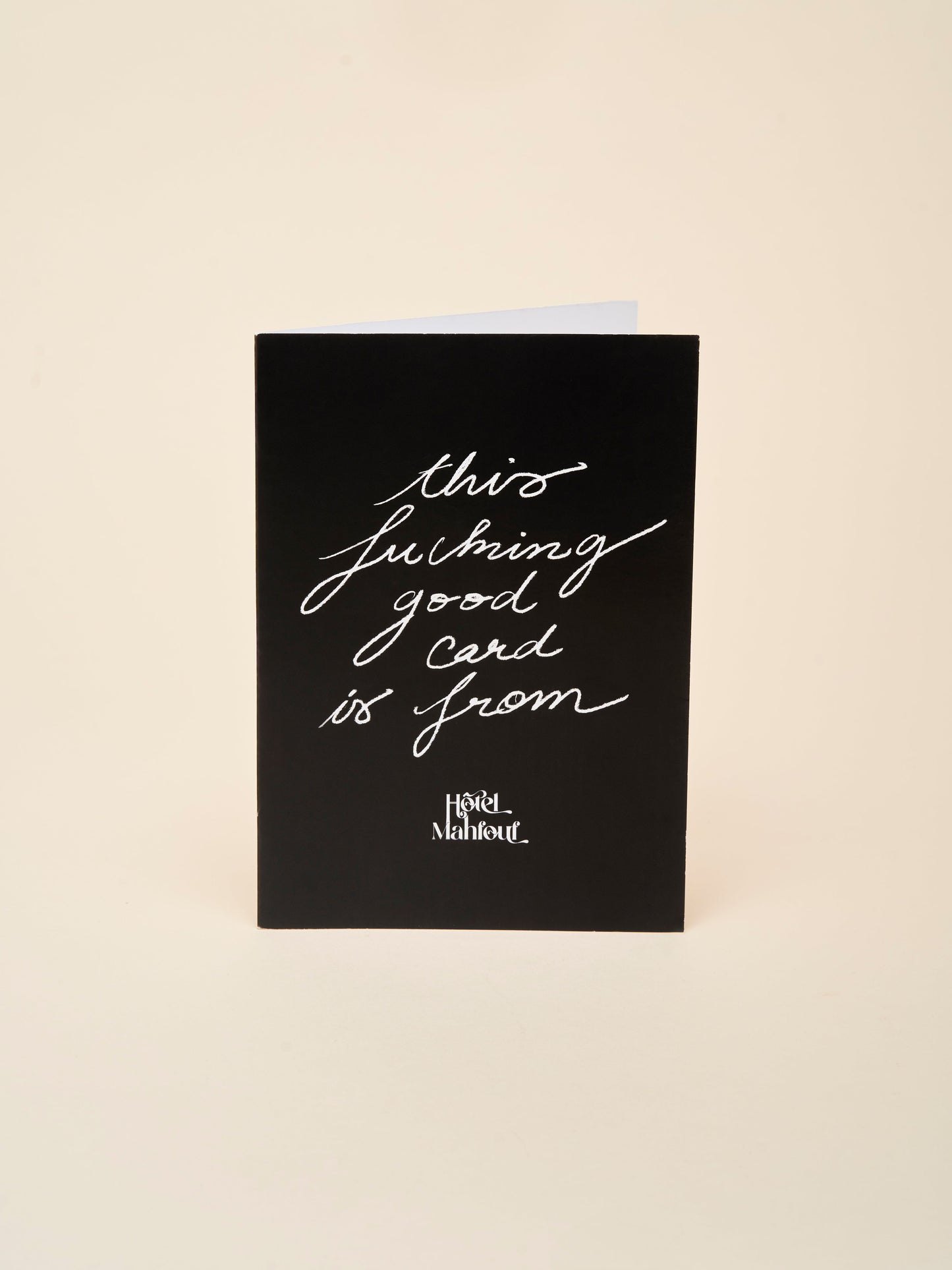 Carte de vœux "This fucking good gift is from Hôtel Mahfouf"